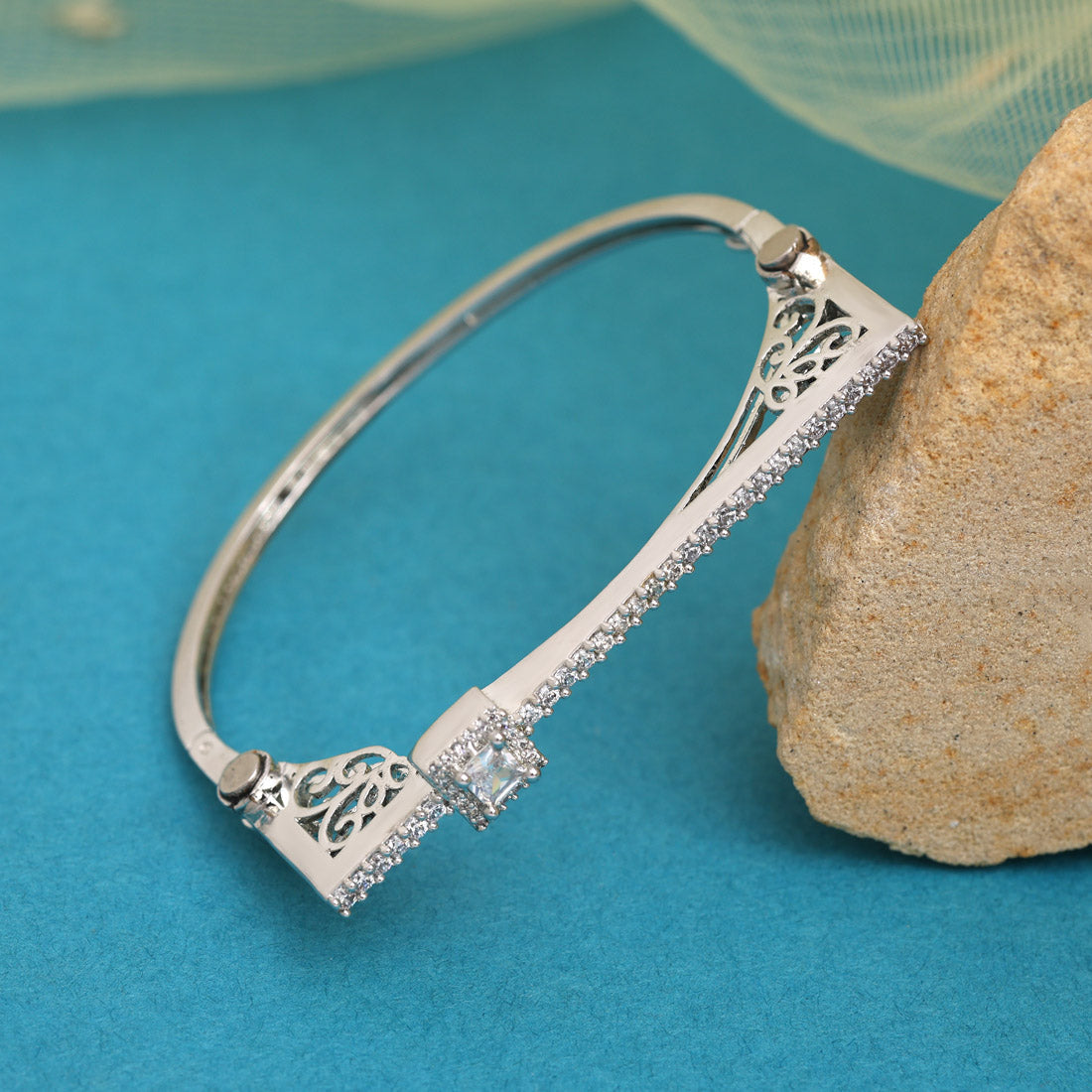 Silver Color American Diamond Bracelet (ADB339SLV) - preyans.com