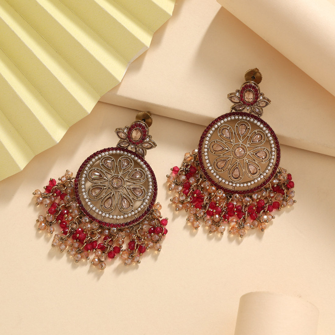 Rani Color American Diamond Earrings (ADE622RNI) - Preayans.com