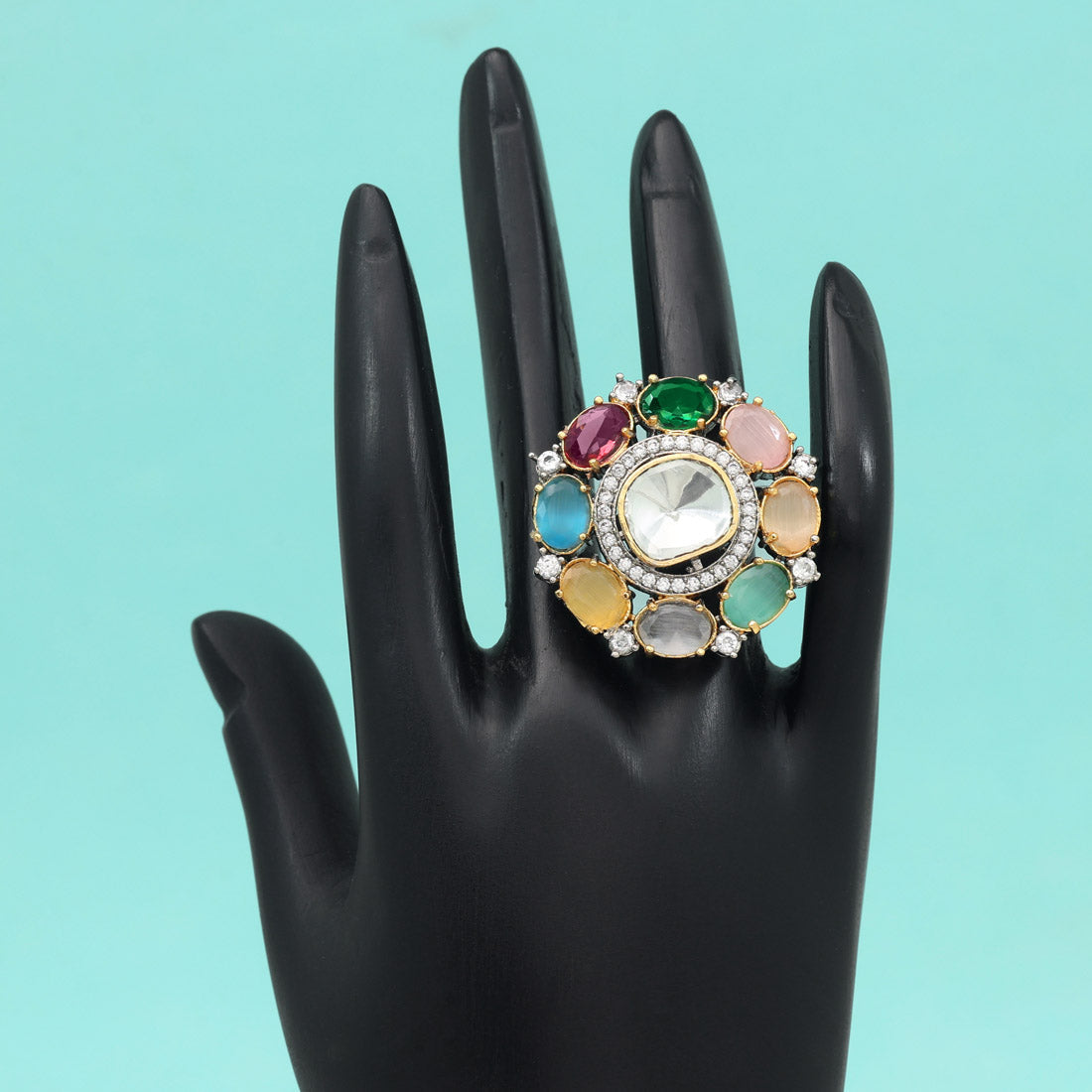 Multi Color American Diamond Finger Ring - Preyans.com