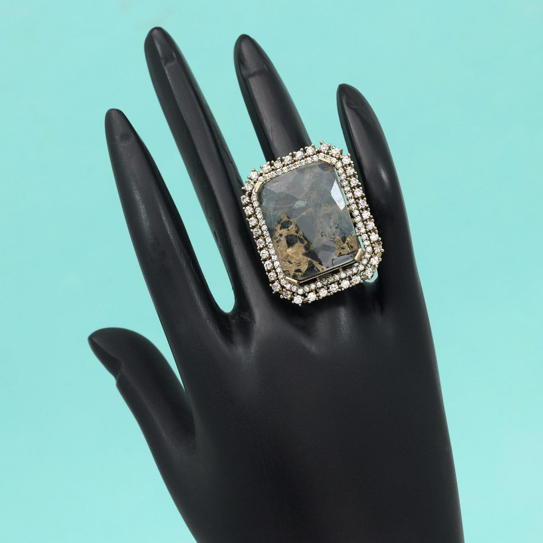 Grey Color American Diamond Finger Ring - Preyans.com