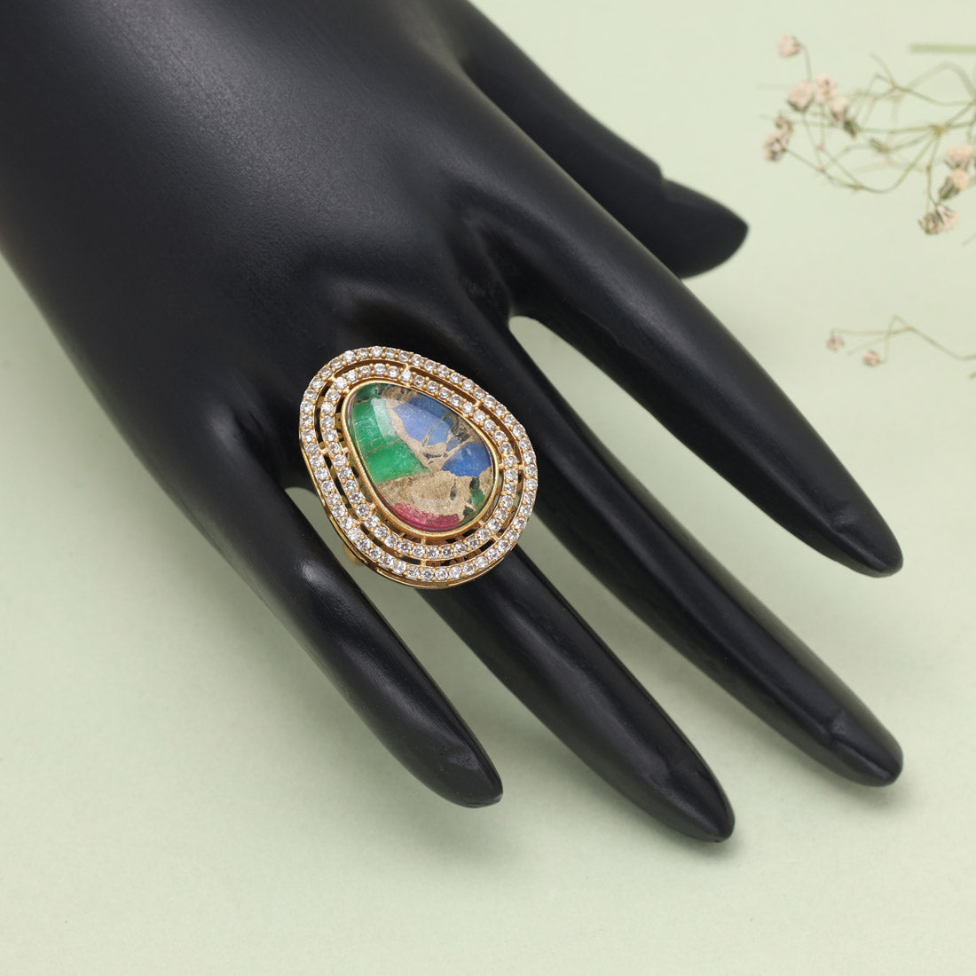 Multi Color American Diamond Finger Ring - Preyans.com