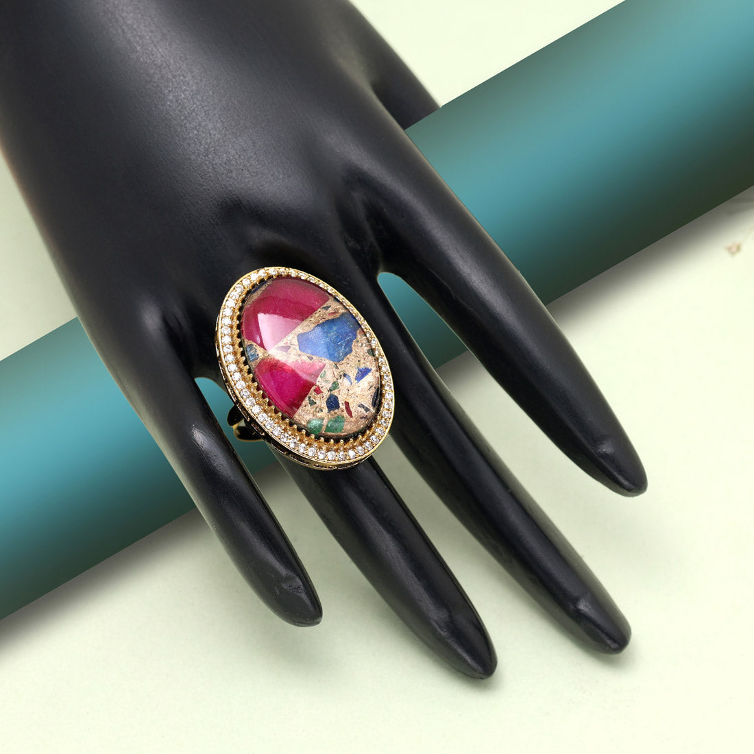 Multi Color American Diamond Finger Ring - Preyans.com