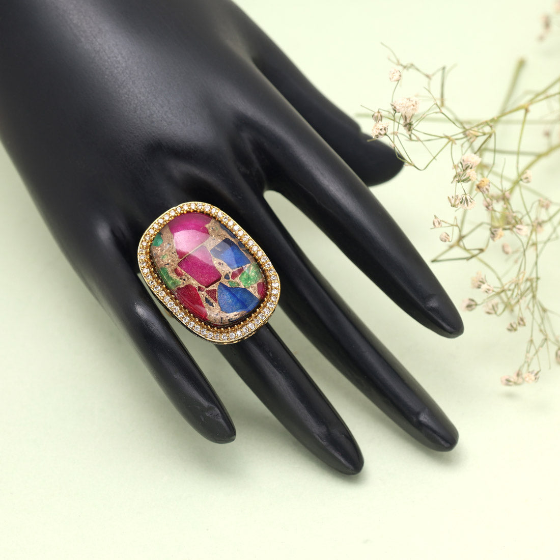 Multi Color American Diamond Finger Ring - Preyans.com