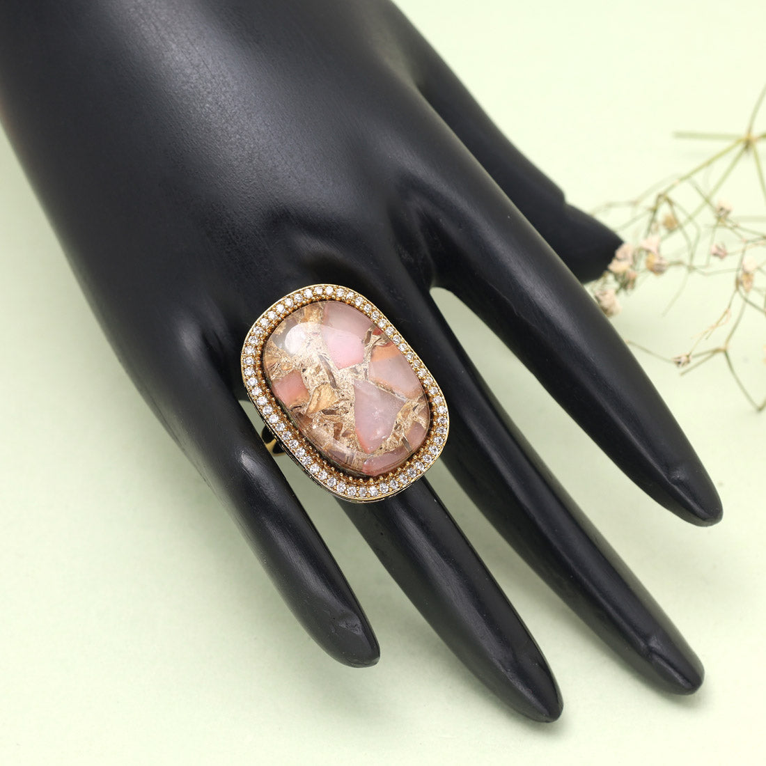 Pink Color American Diamond Finger Ring - Preyans.com