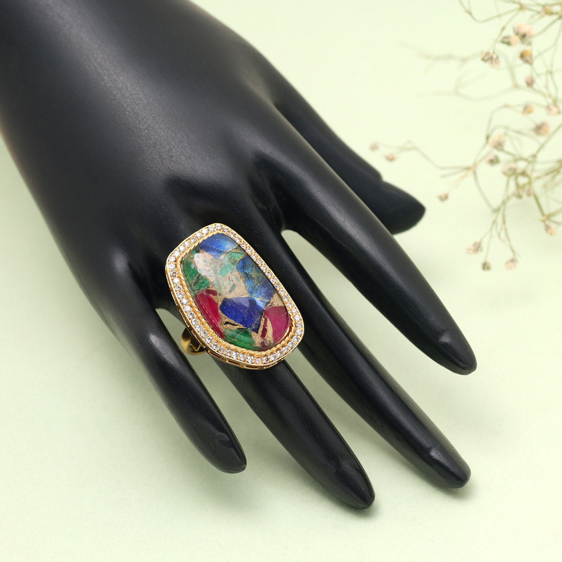 Multi Color American Diamond Finger Ring - Preyans.com