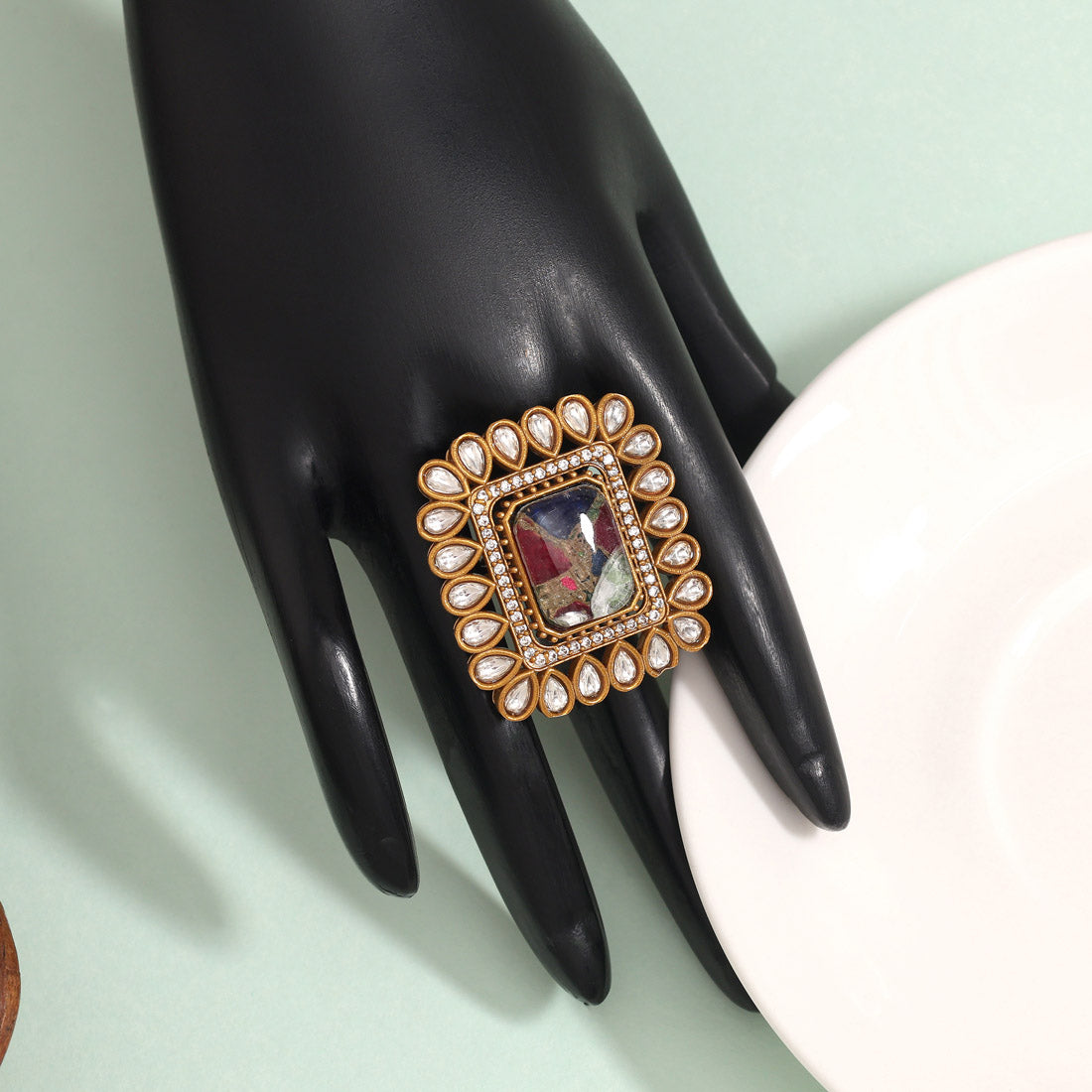 Unique Multi Color American Diamond Finger Ring With Elegant Stones - Preyans.com