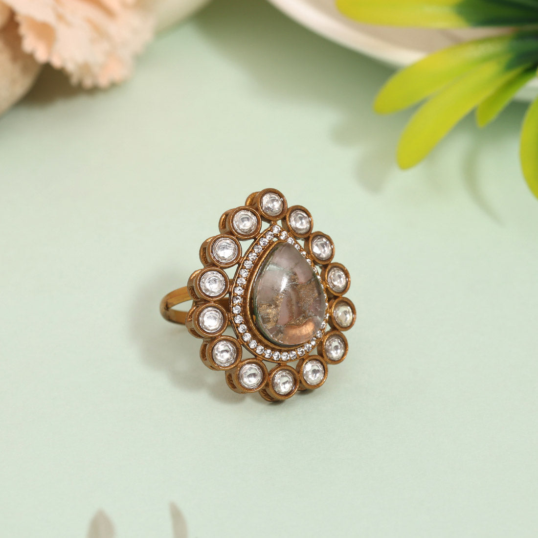 Pretty Pink Color American Diamond Finger Ring For Party-Ready Look - Preyans.com