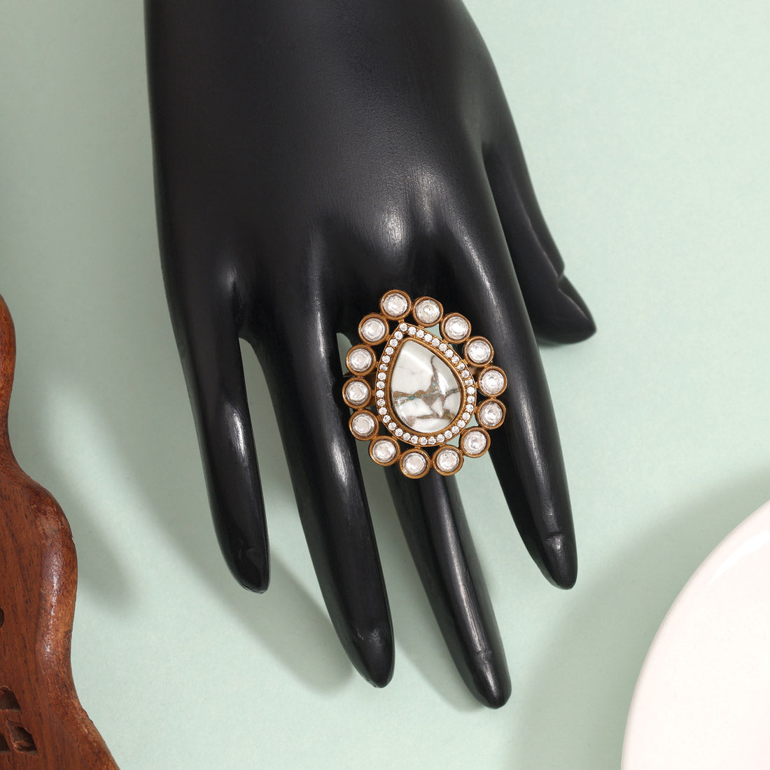 Sleek White Color American Diamond Finger Ring With Delicate Detailing - Preyans.com