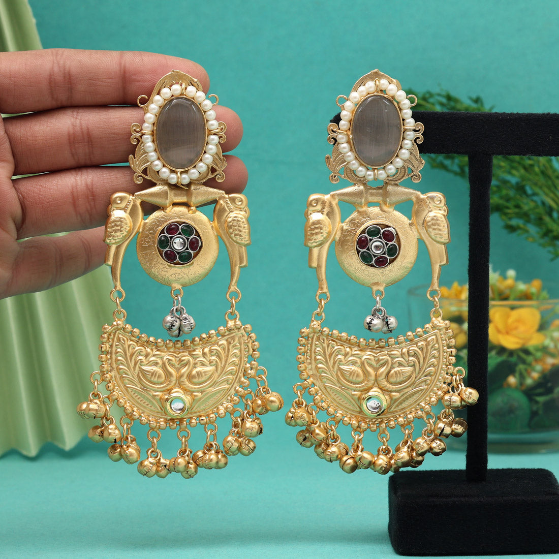 Grey Color Amrapali Earrings (AMPE448GRY) - Preyans.com