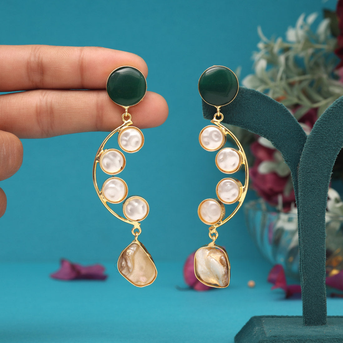 Green Color Amrapali Earrings - Preyans.com