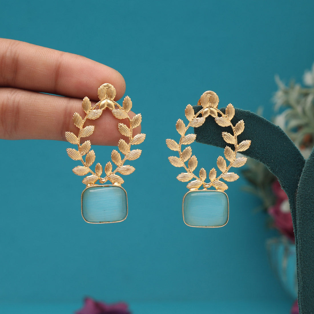 Sky Blue Color Amrapali Earrings - Preyans.com