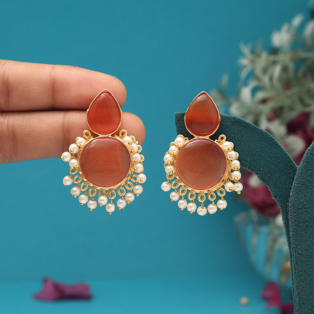 Orange Color Amrapali Earrings - Preyans.com
