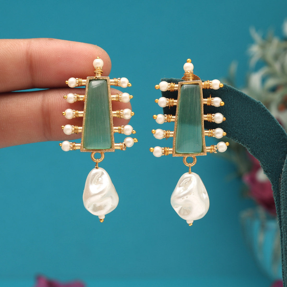 Pista Green Color Amrapali Earrings - Preyans.com
