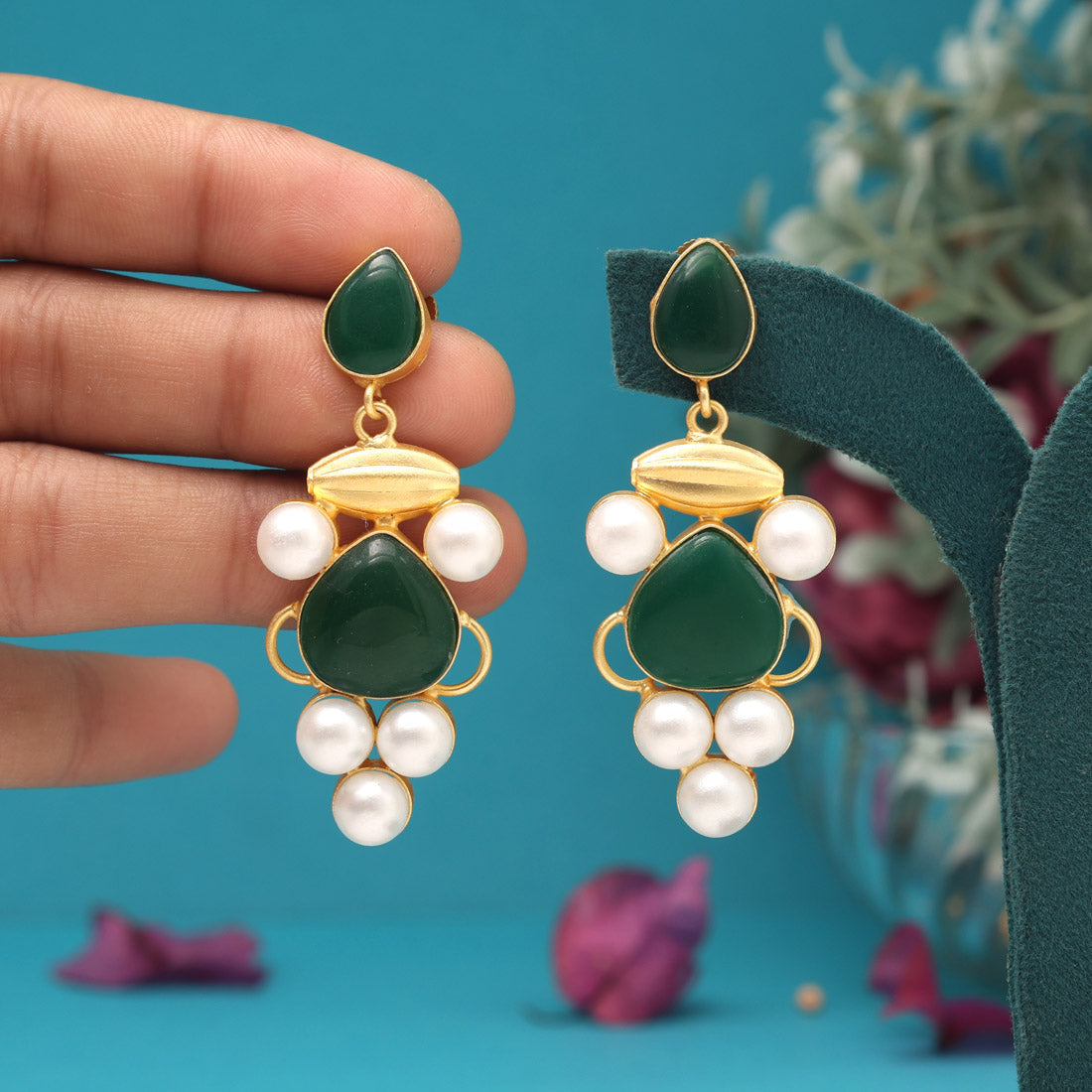 Green Color Amrapali Earrings - Preyans.com