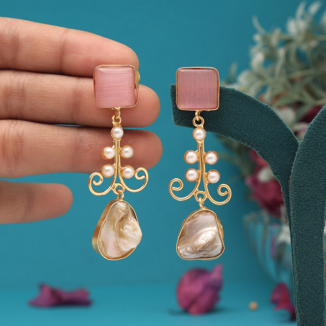 Pink Color Amrapali Earrings - Preyans.com