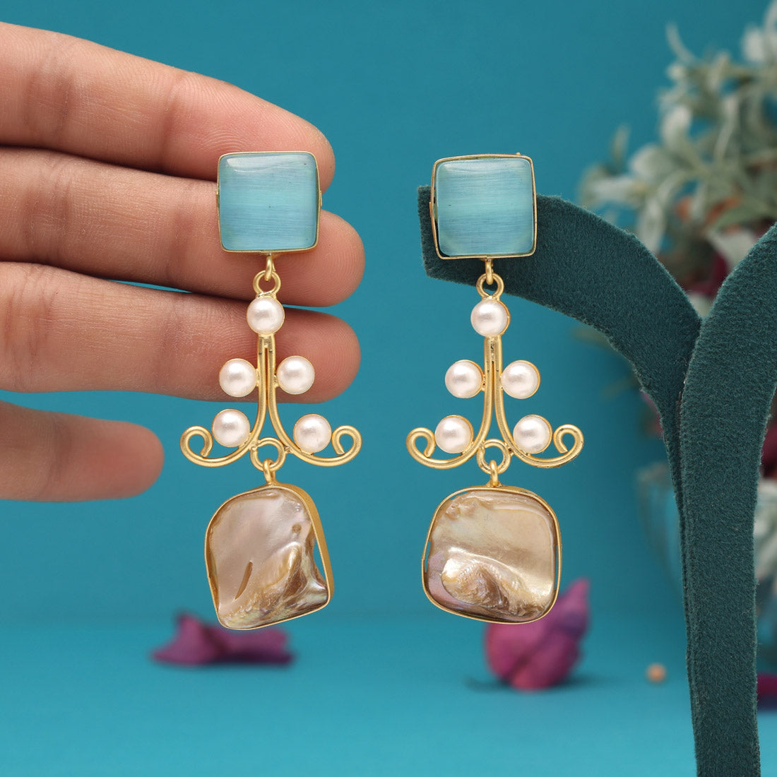 Sky Blue Color Amrapali Earrings - Preyans.com