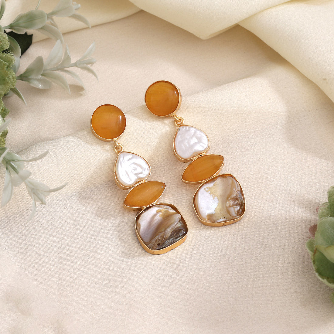 Mustard Yellow Color Amrapali Earrings - Preyans.com