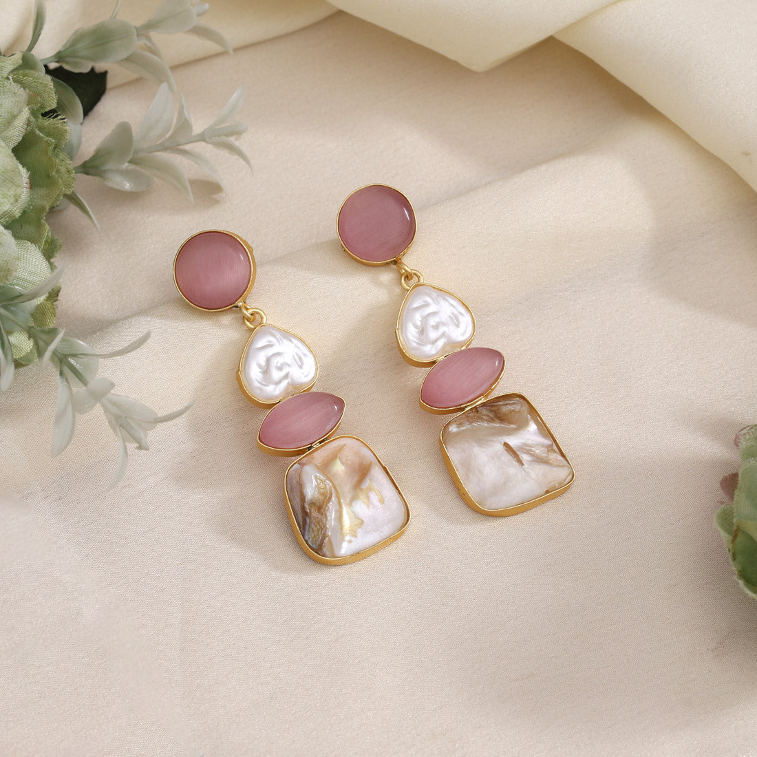 Pink Color Amrapali Earrings - Preyans.com