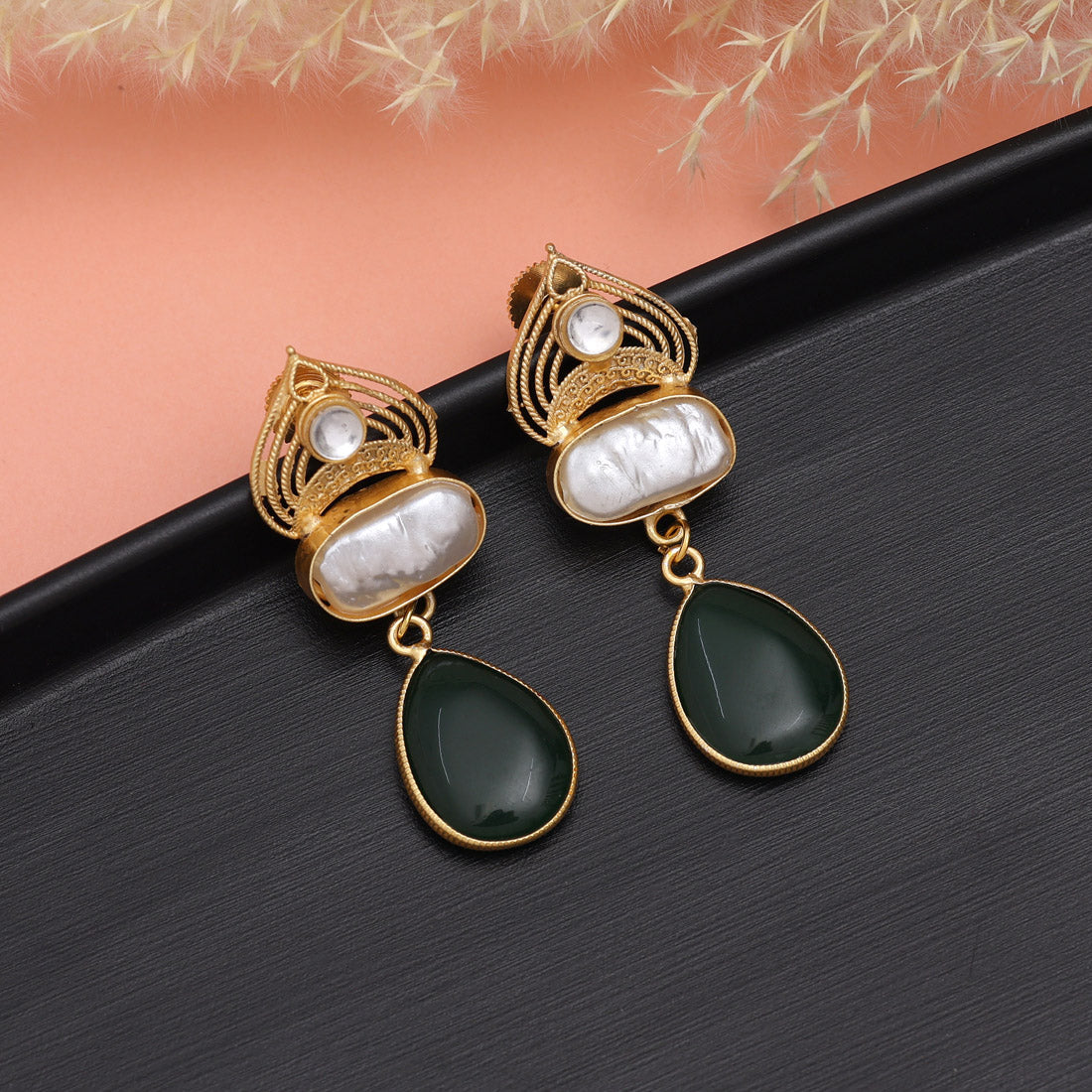 Green Color Amrapali Earrings - Preyans.com