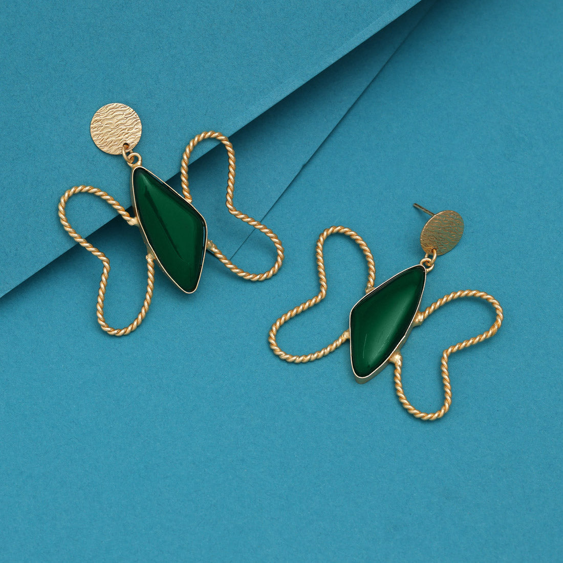 Green Color Butterfly Design Amrapali Earrings - Preyans.com