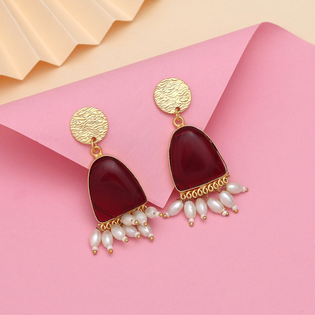 Maroon Color Amrapali Earrings - Preyans.com
