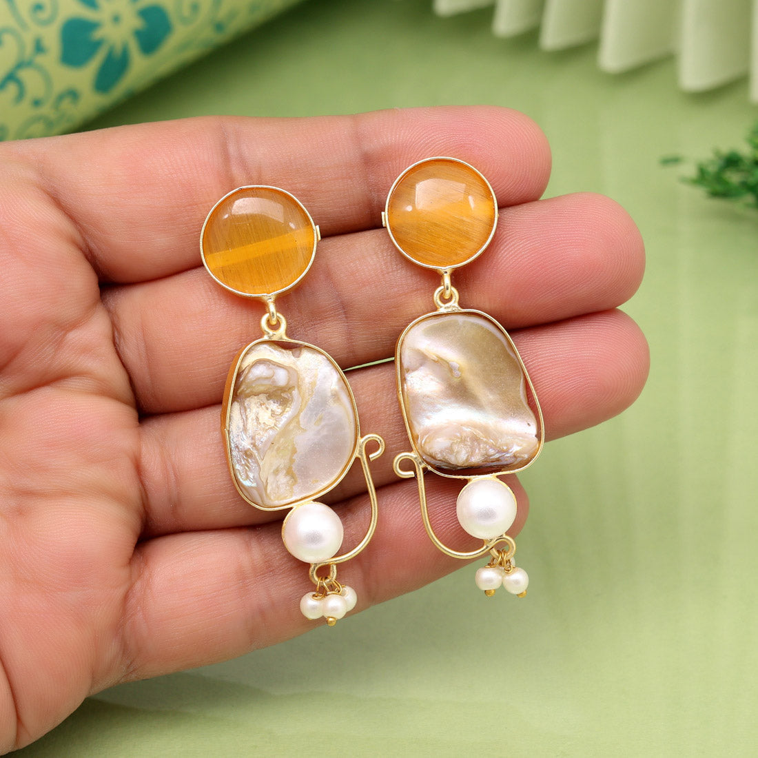 Yellow Color Amrapali Earrings - Preyans.com
