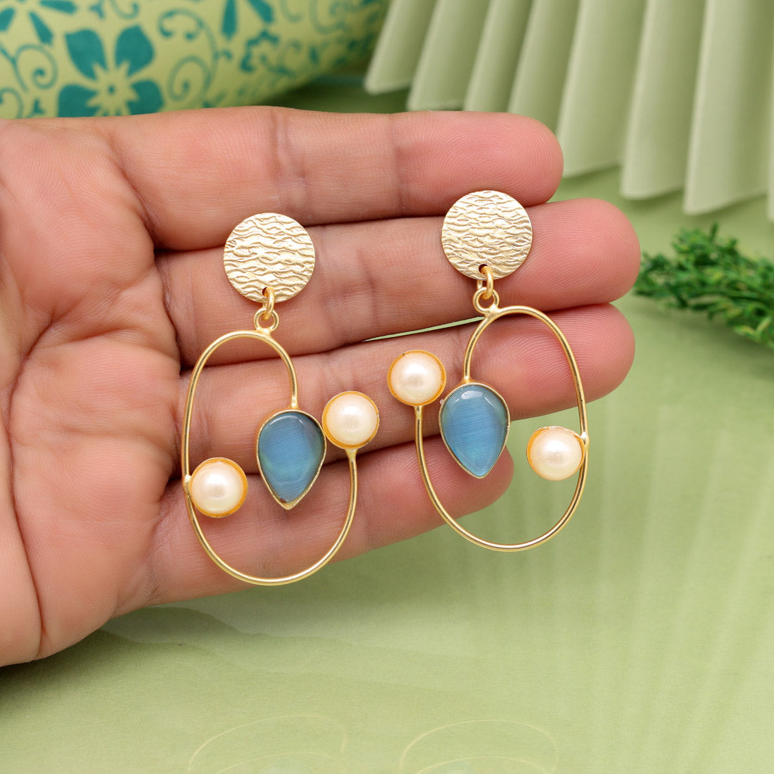 Sky Blue Color Amrapali Earrings - Preyans.com
