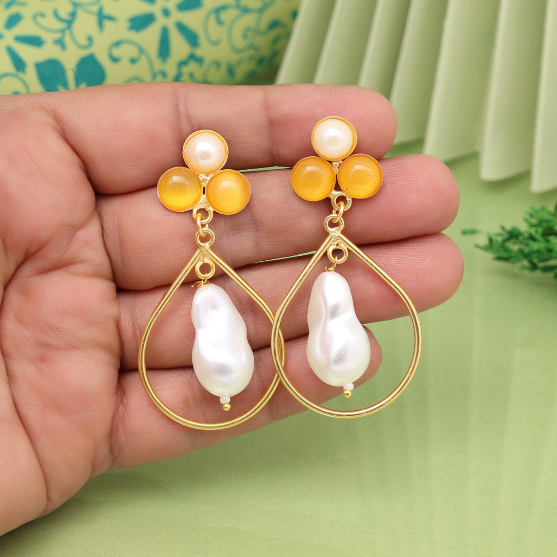 Peach Color Amrapali Earrings - Preyans.com