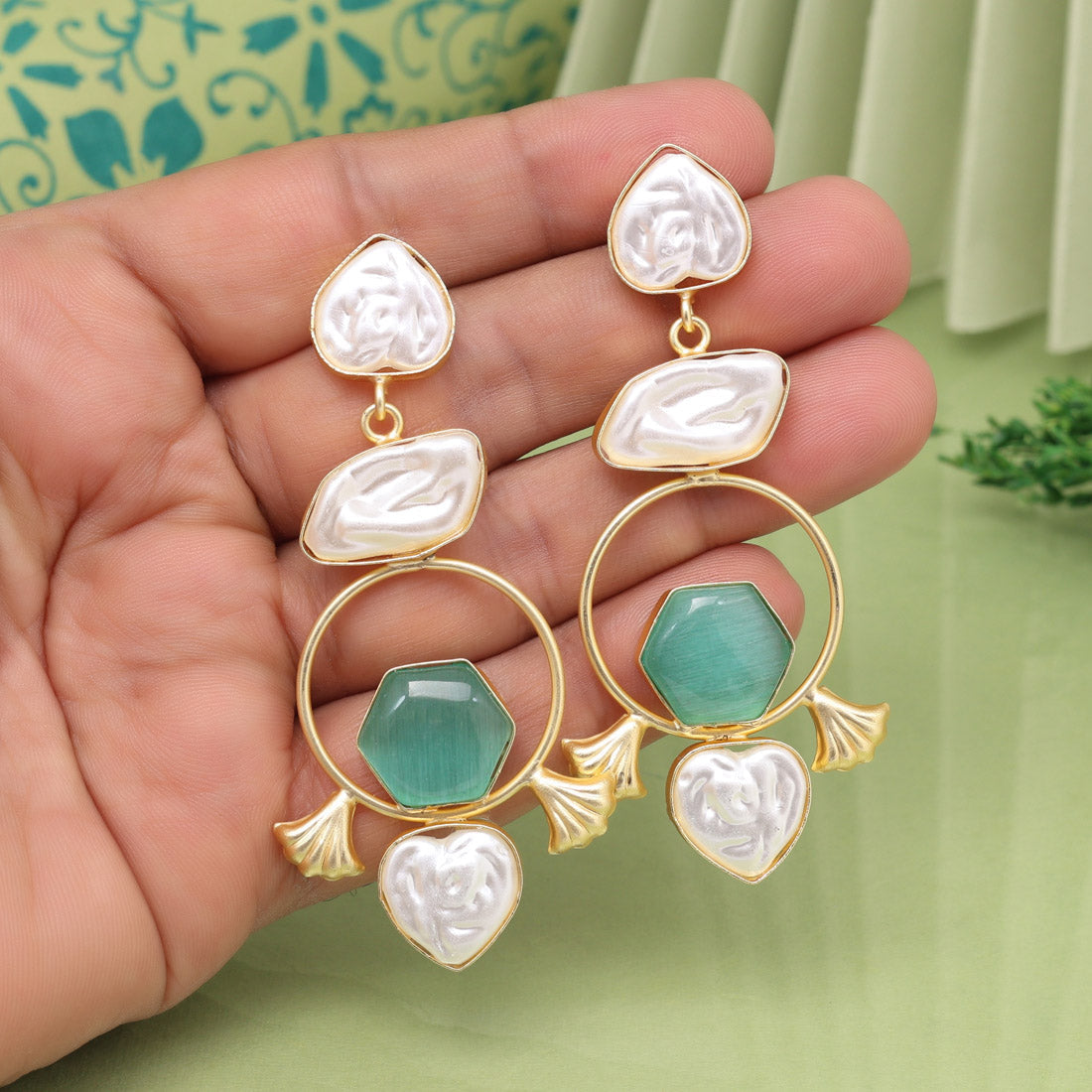 Pista Green Color Amrapali Earrings - Preyans.com