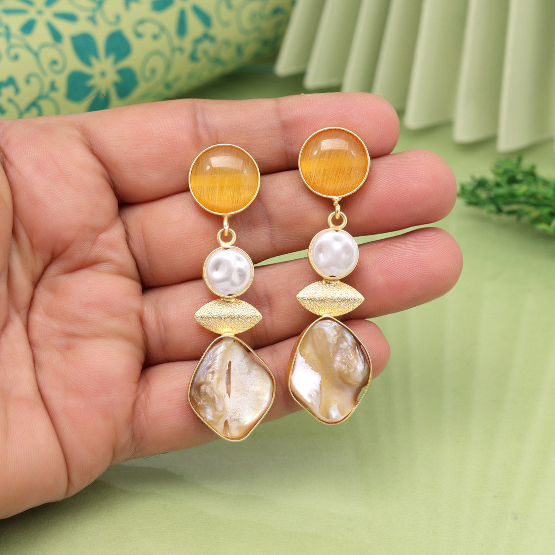 Peach Color Amrapali Earrings - Preyans.com
