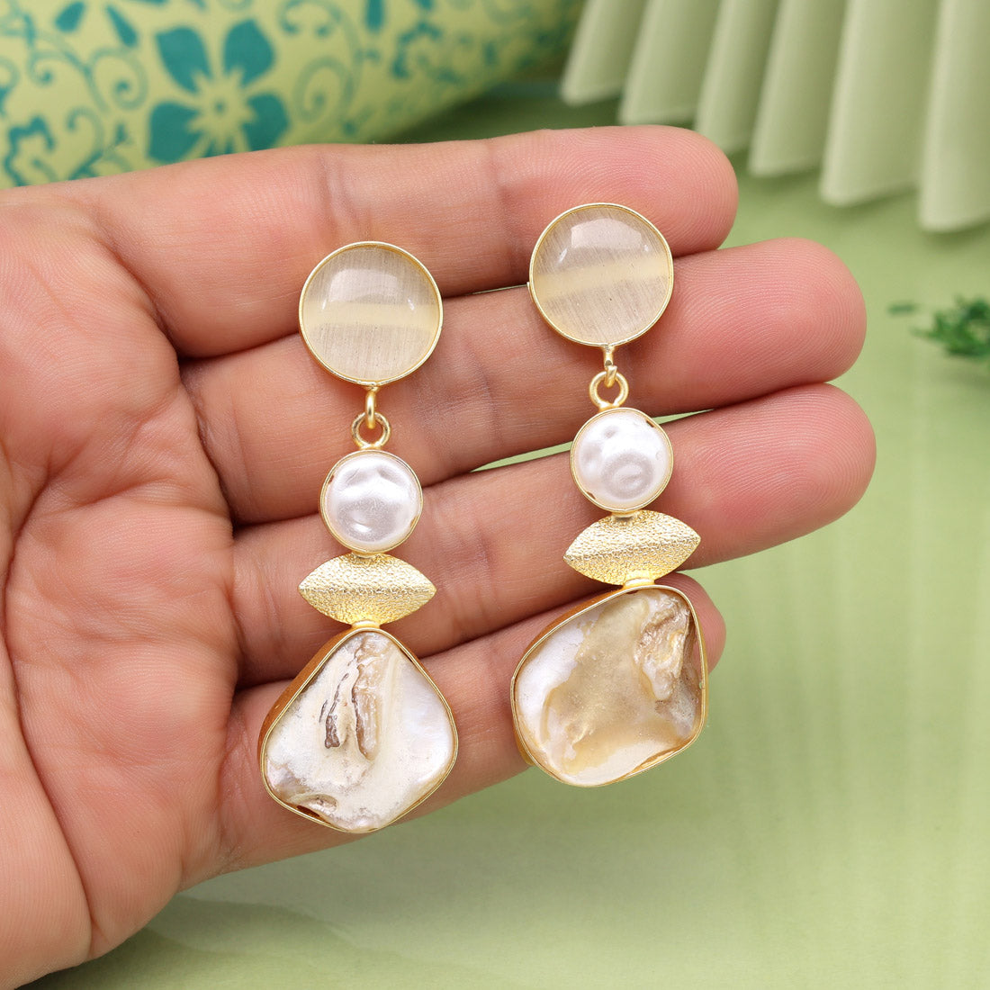 White Color Amrapali Earrings - Preyans.com