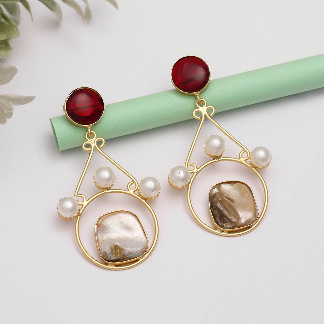 Maroon Color Amrapali Earrings - Preyans.com