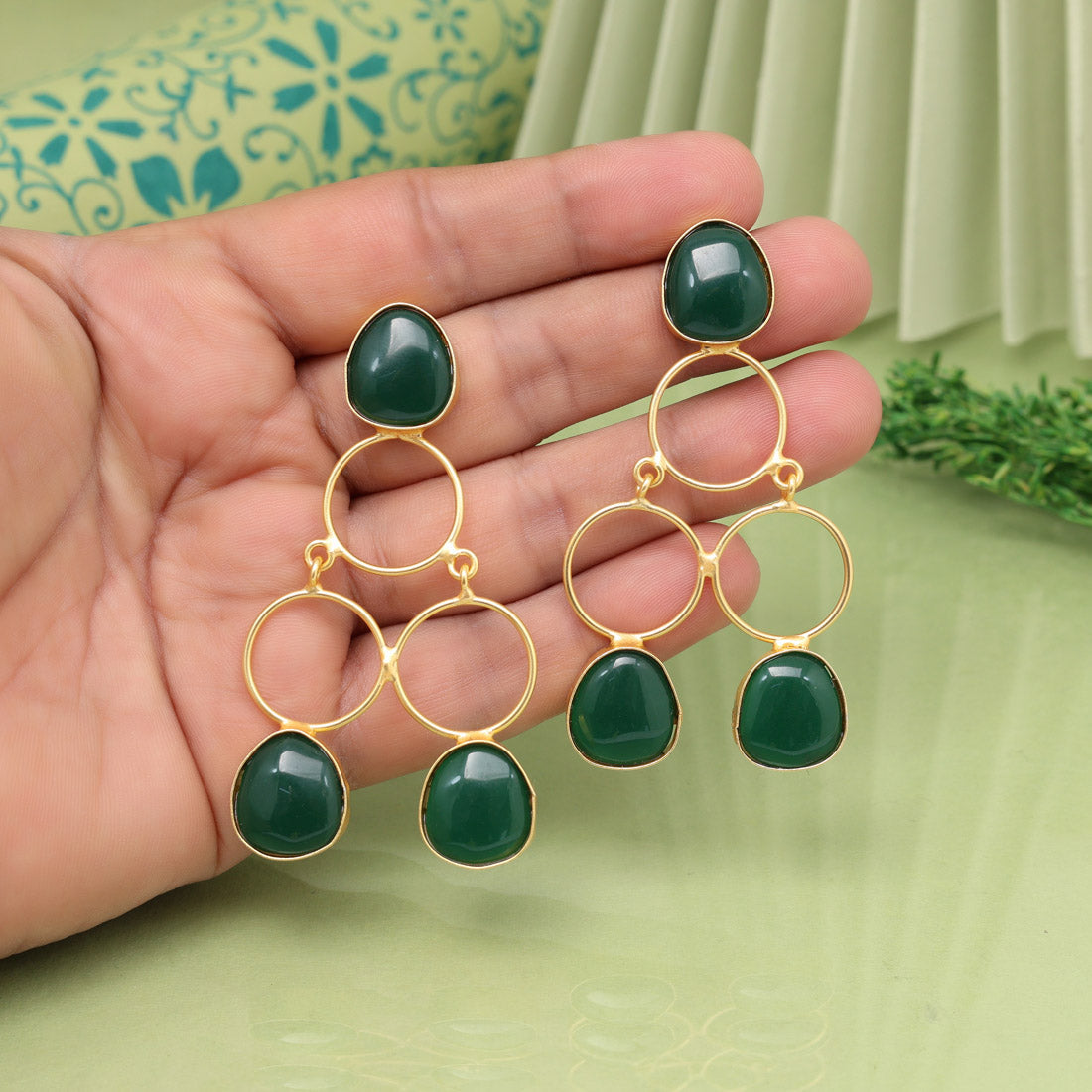 Green Color Amrapali Earrings - Preyans.com