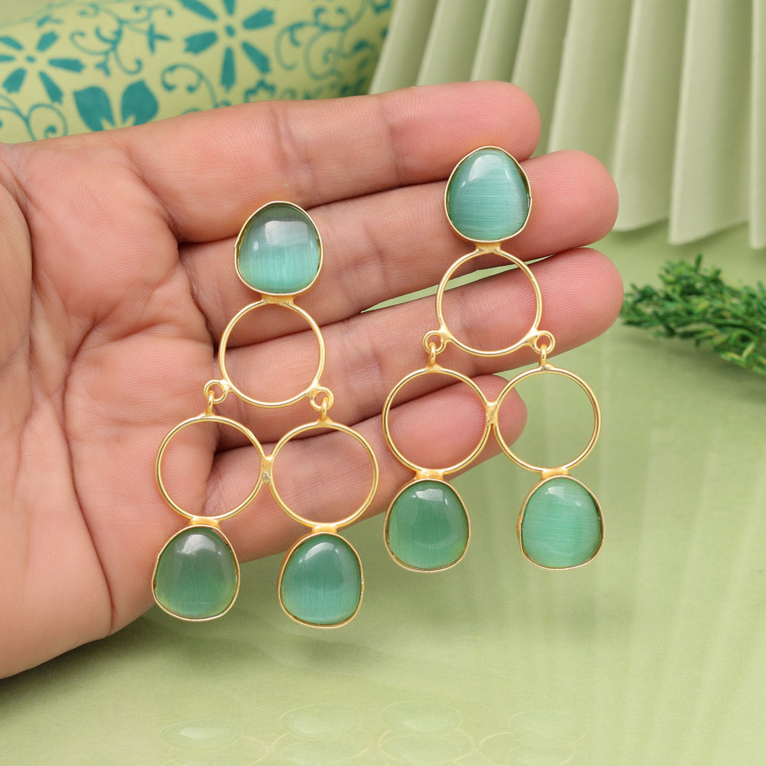 Pista Green Color Amrapali Earrings - Preyans.com