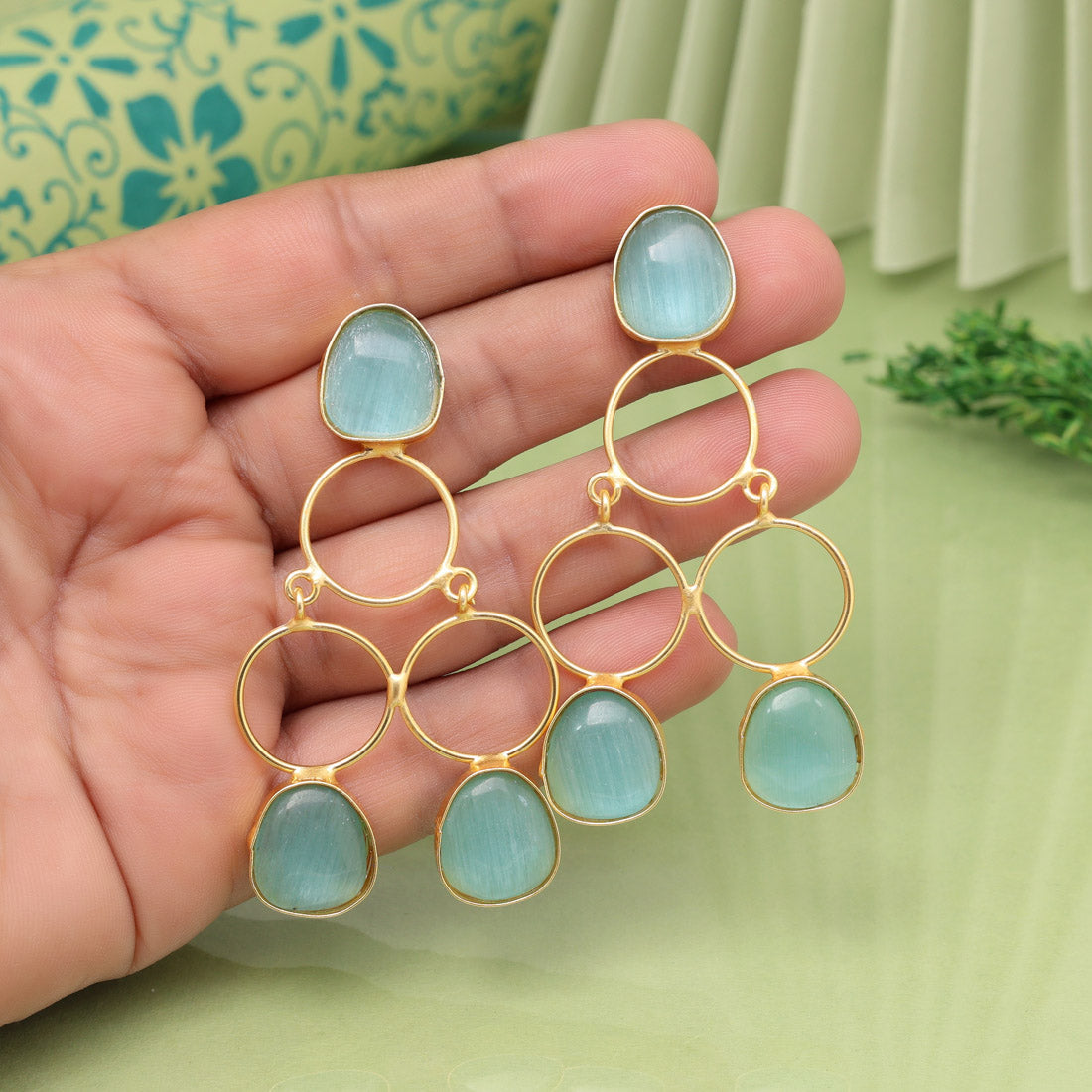 Sky Blue Color Amrapali Earrings - Preyans.com