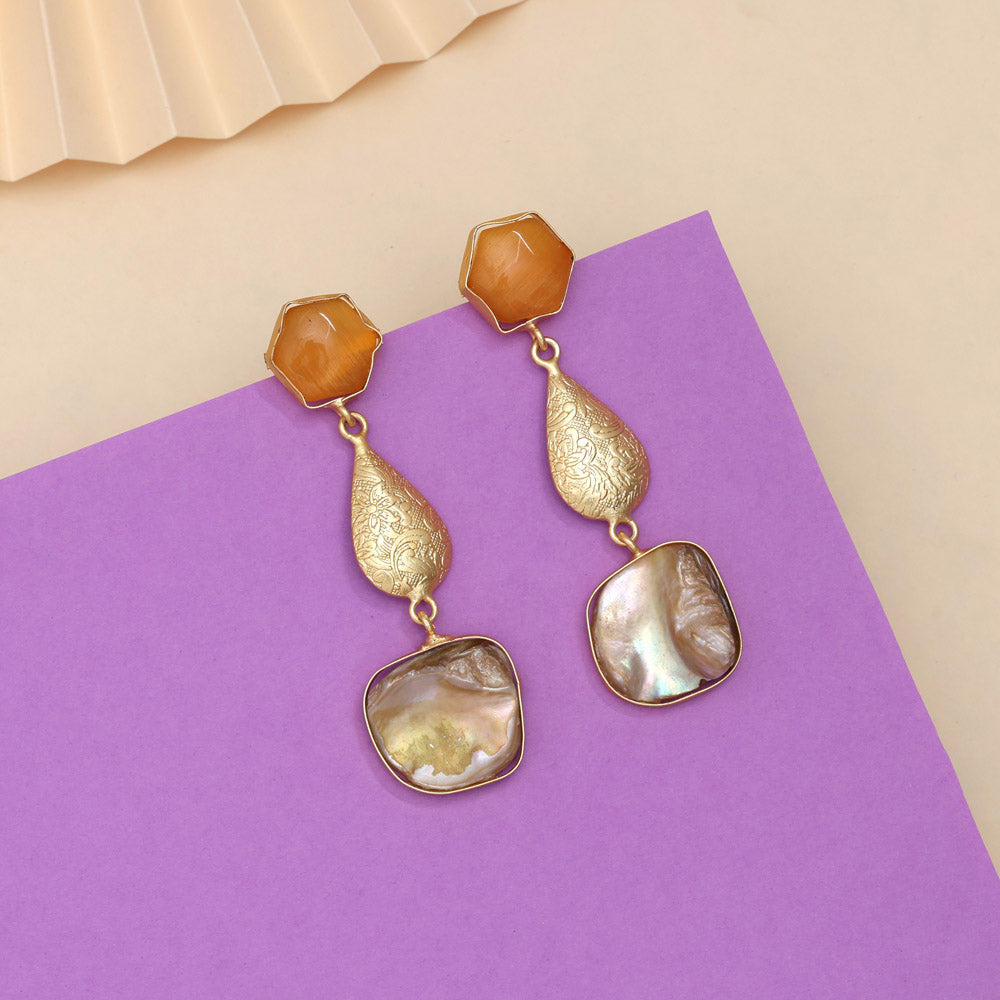 Creamy Mustard Yellow Color Amrapali Earrings - Preyans.com