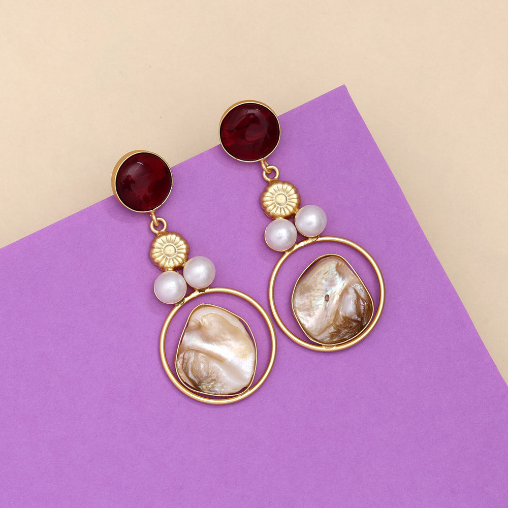 Plum Maroon Color Amrapali Earrings - Preyans.com
