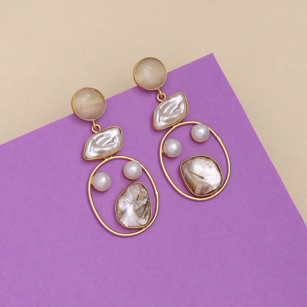 Bright Pearl White Color Amrapali Earrings - Preyans.com