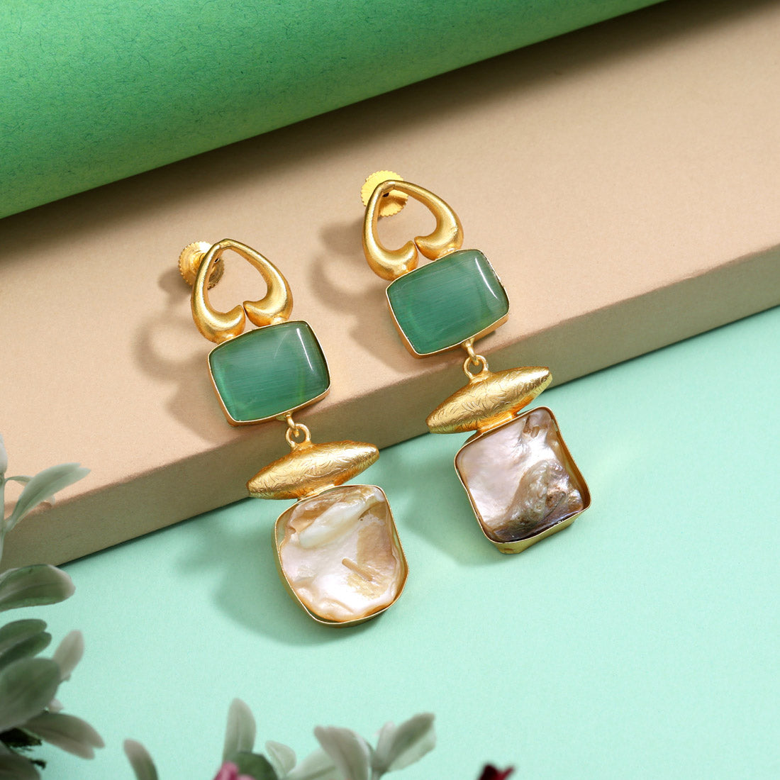 Fresh Pista Green Color Amrapali Earrings - Preyans.com