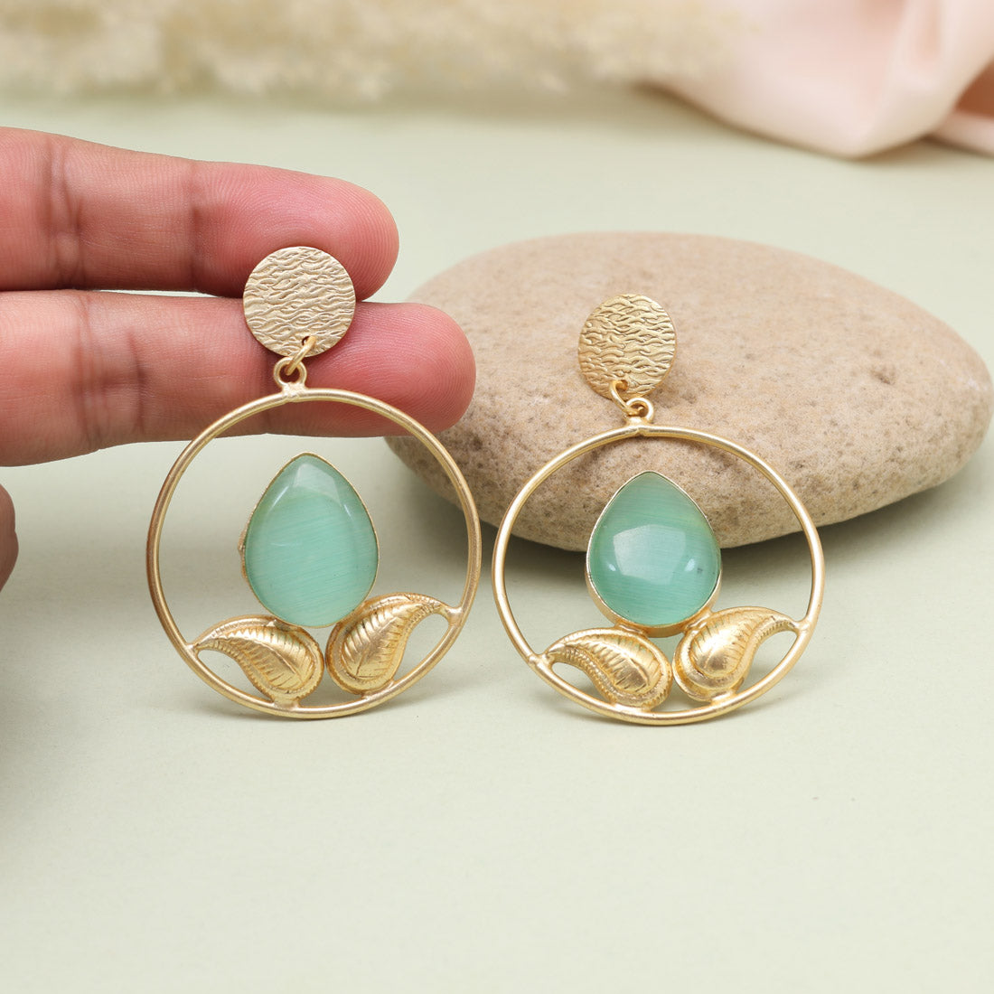 Light Pista Green Color Amrapali Earrings - Preyans.com