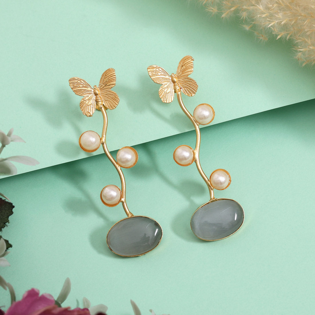 Sophisticated Grey Color Amrapali Earrings - Preyans.com