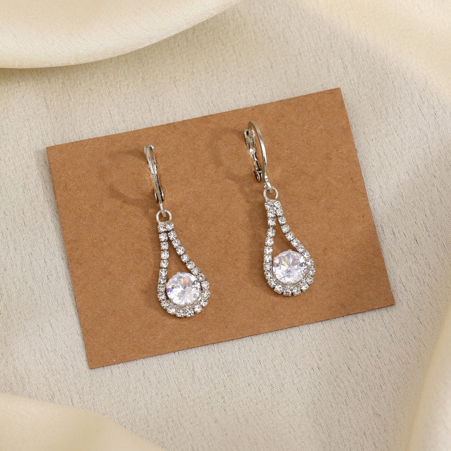 Refined Beauty: Silver Color Antique Stone Earrings With Artistic Touch - Preyans.com