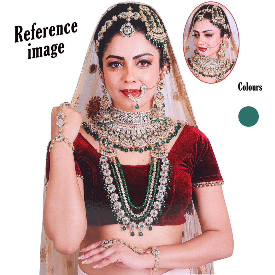 Green Color Meena Work Kundan Dulhan Set (BDL266GRN) - Preyans.com