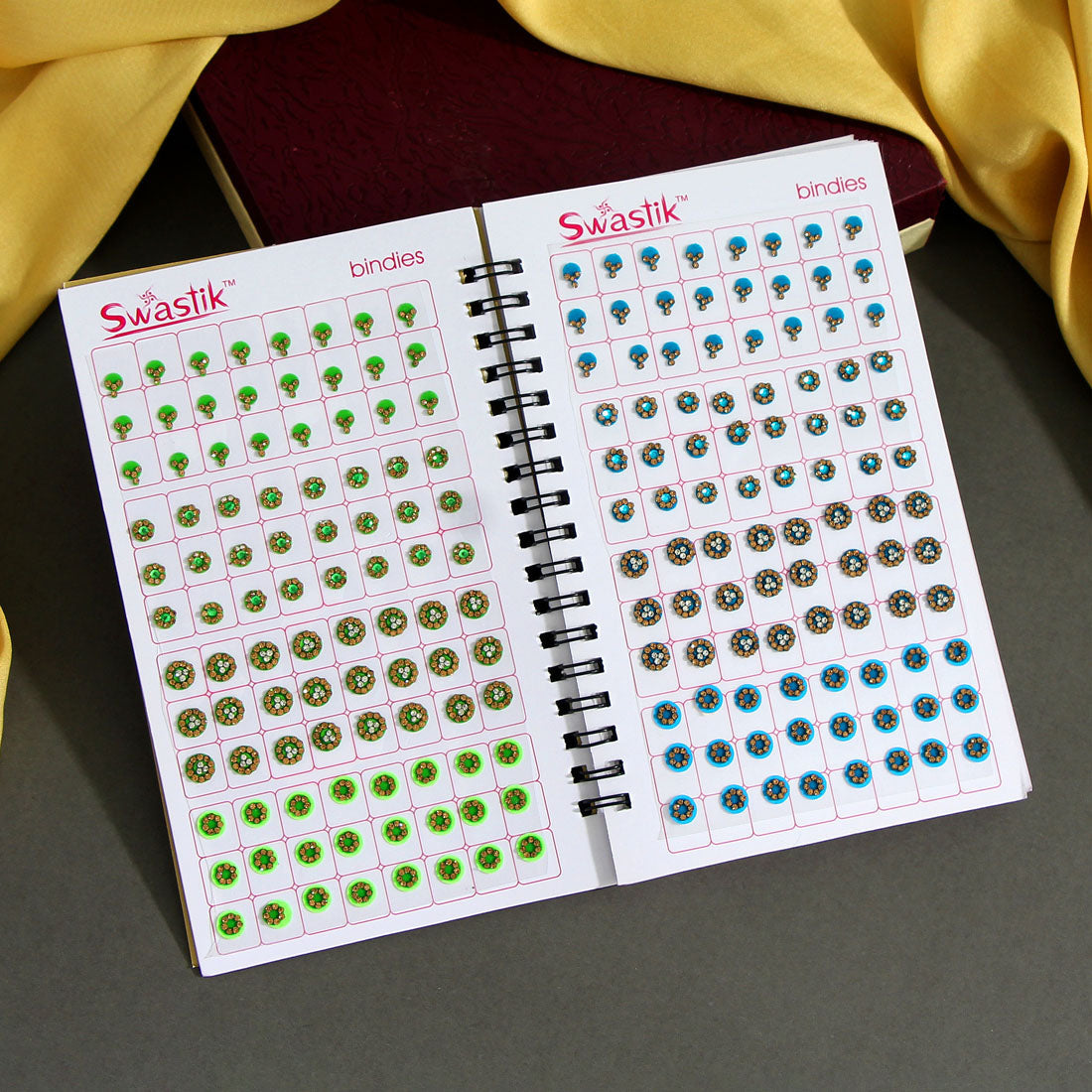 Assorted Color Velvet Bindi Book For Women & Girls- Total Pieces- 960 (BND186CMB) - preyans.com