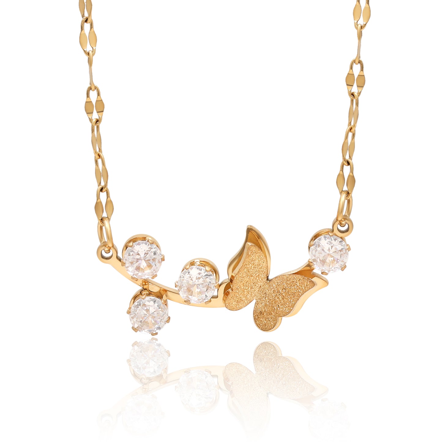 White Color Surgical Steel 18k Gold Plated Demi Fine Necklace - Preyans.com