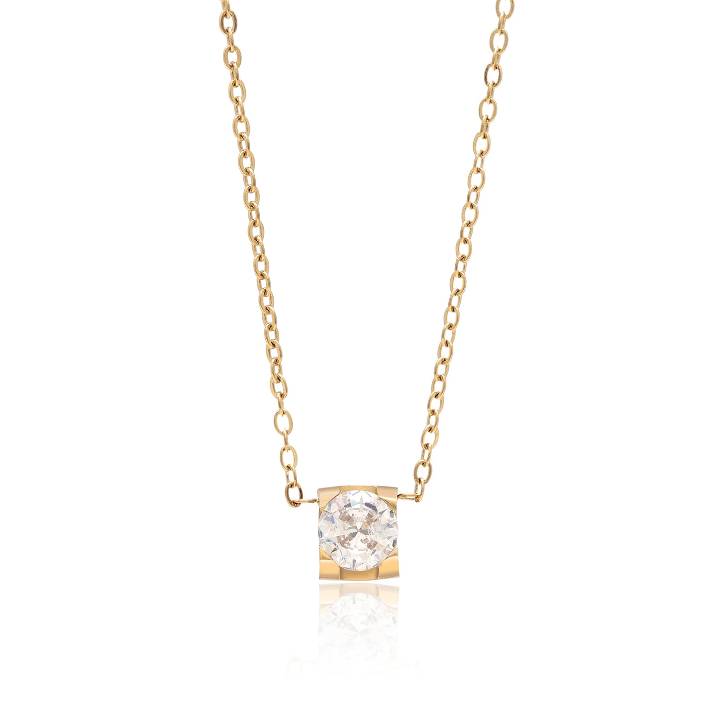 White Color Surgical Steel 18k Gold Plated Demi Fine Necklace - Preyans.com