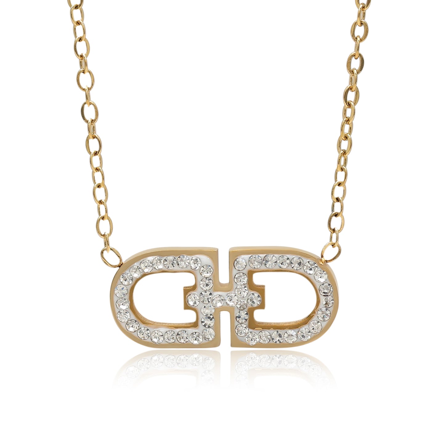 White Color Surgical Steel 18k Gold Plated Demi Fine Necklace - Preyans.com