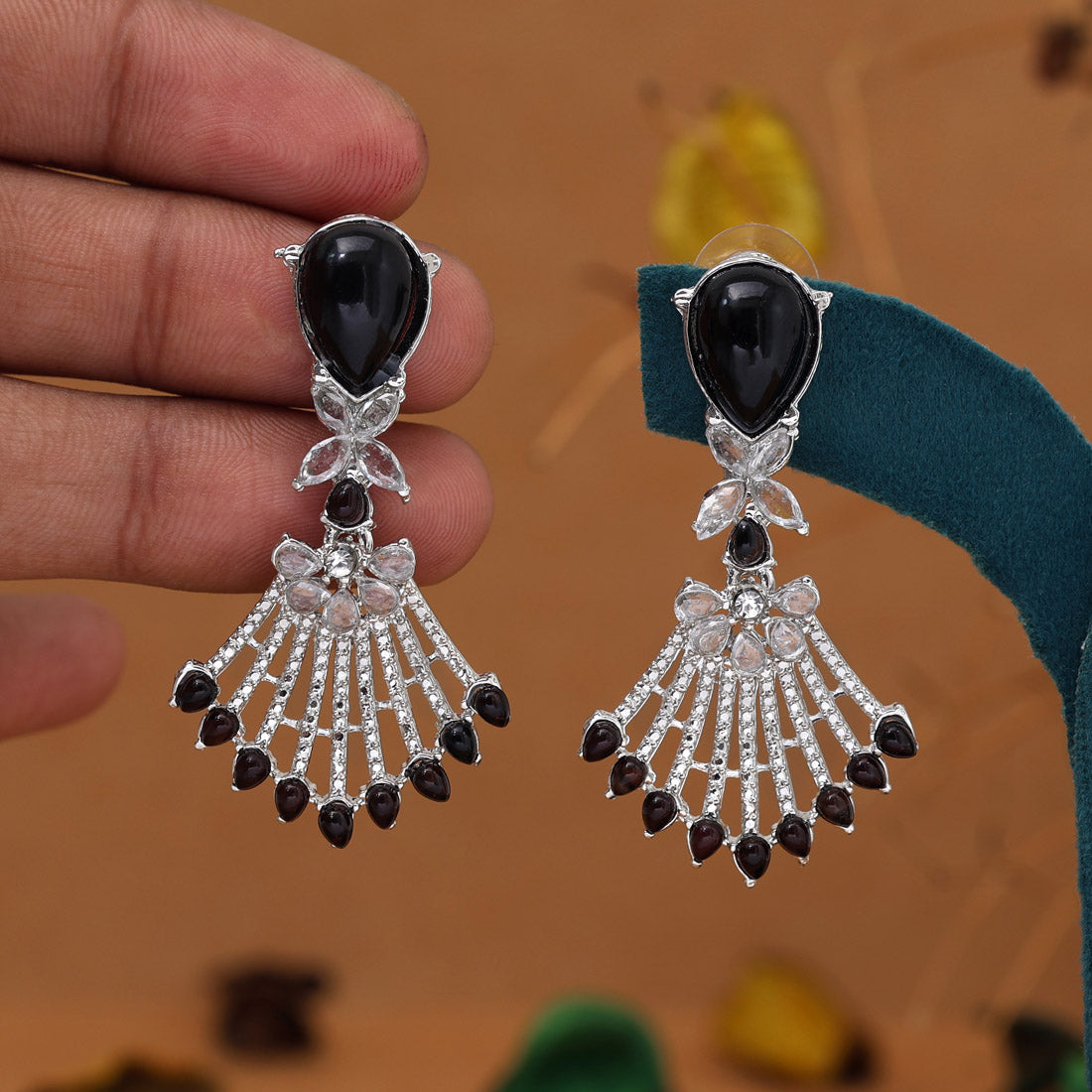 Black Color Fashion Earrings (FE101BLK) - Preyans.com