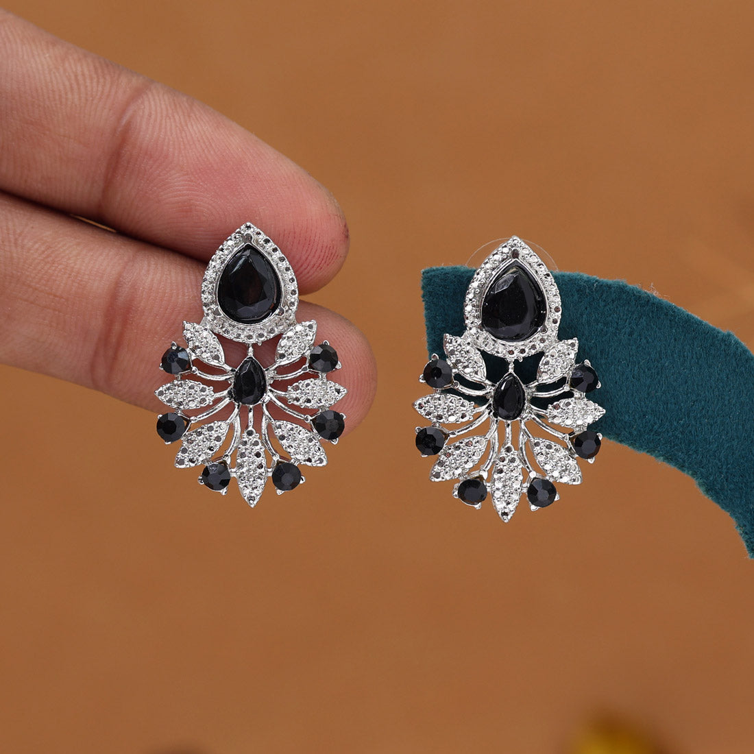 Black Color Fashion Earrings (FE109BLK) - Preyans.com