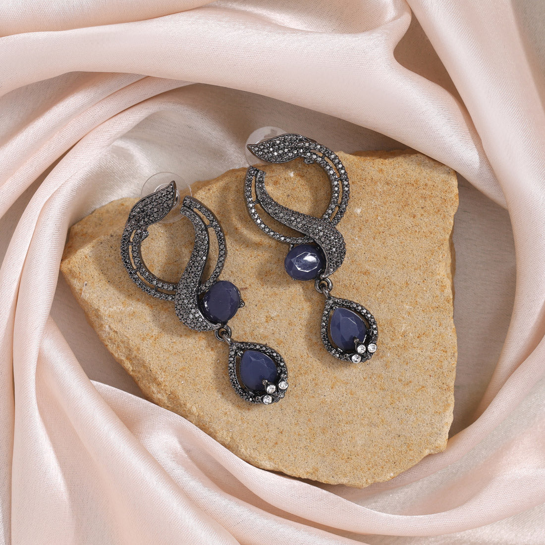 Sapphire Blue Color Fashion Earrings - Preyans.com